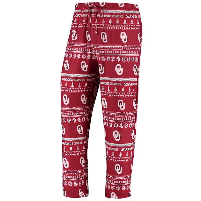 Men's Concepts Sport Crimson Oklahoma Sooners Ugly Sweater Knit Long Sleeve Top and Pant Set