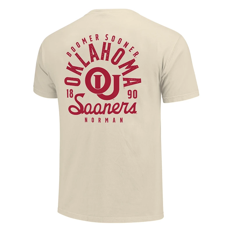 Men's Cream Oklahoma Sooners Comfort Colors Mascot Overlay T-Shirt
