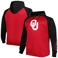 Men's Crimson Oklahoma Sooners Big & Tall Raglan Fleece Pullover Hoodie