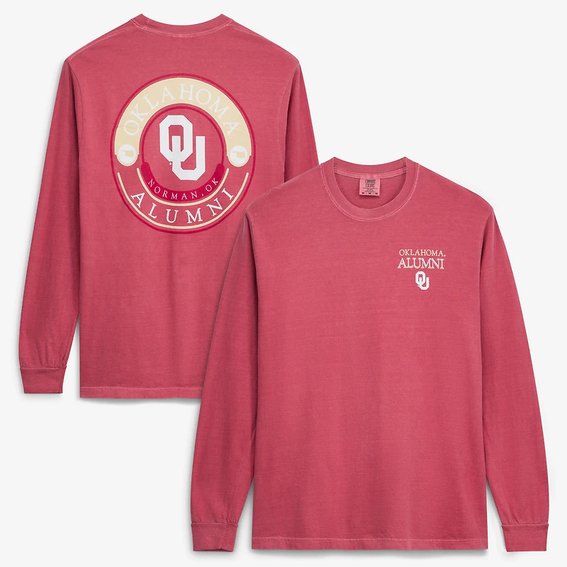 T-shirt à manches longues pour hommes Crimson Oklahoma Sooners Circle Seal Alumni