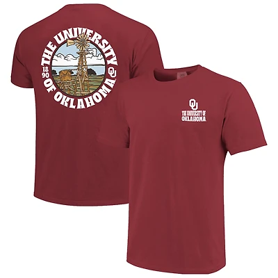 Men's  Crimson Oklahoma Sooners Comfort Colors Thick Lined Landscape T-Shirt