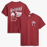 Men's  Crimson Oklahoma Sooners Drawn Mascot Baseball T-Shirt