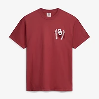 Men's  Crimson Oklahoma Sooners Drawn Mascot Baseball T-Shirt