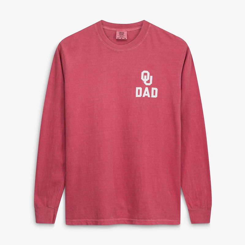 T-shirt à manches longues pour homme, motif dessin du campus, Oklahoma Sooners, couleur rouge cramoisi, la fête des pères