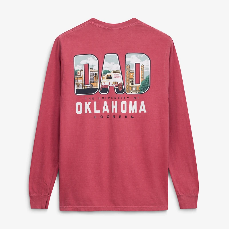 Men's Crimson Oklahoma Sooners Father's Day Campus Drawing Long Sleeve T-Shirt