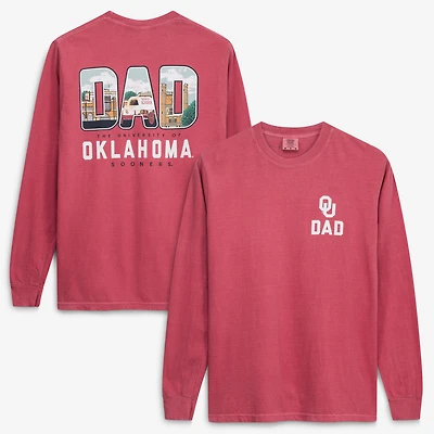 Men's Crimson Oklahoma Sooners Father's Day Campus Drawing Long Sleeve T-Shirt