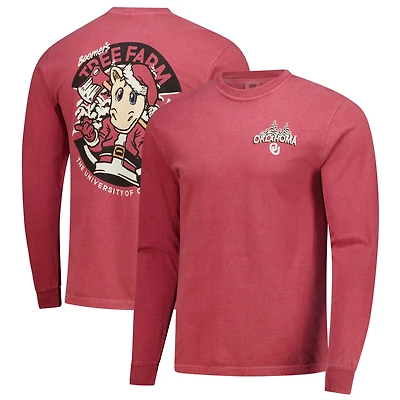 Men's  Crimson Oklahoma Sooners Tree Farm Comfort Colors Long-Sleeve T-Shirt