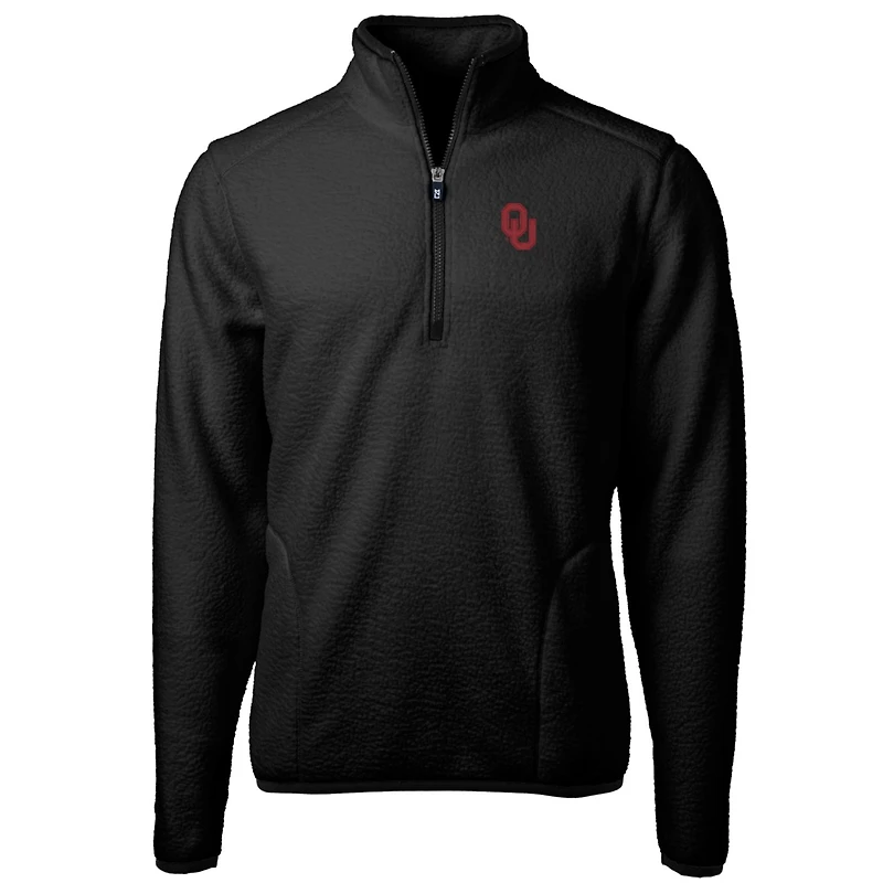 Men's Cutter & Buck Black Oklahoma Sooners Big Tall Cascade Eco Sherpa Fleece Quarter-Zip Jacket