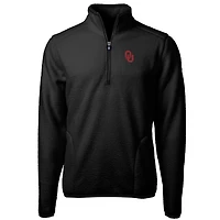 Men's Cutter & Buck Black Oklahoma Sooners Big Tall Cascade Eco Sherpa Fleece Quarter-Zip Jacket