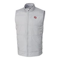 Men's Cutter & Buck Gray Oklahoma Sooners Big Tall Stealth Hybrid Quilted Full-Zip DryTec Windbreaker Vest