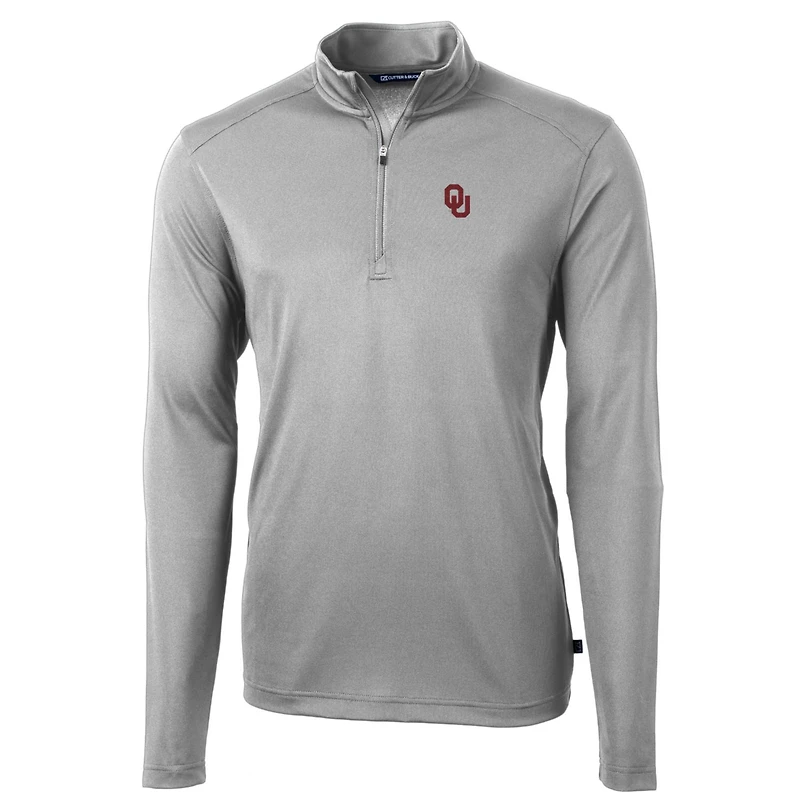 Men's Cutter & Buck Gray Oklahoma Sooners Big Tall Virtue Eco Pique Recycled Quarter-Zip Pullover Top