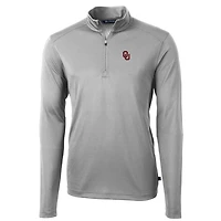 Men's Cutter & Buck Gray Oklahoma Sooners Big Tall Virtue Eco Pique Recycled Quarter-Zip Pullover Top