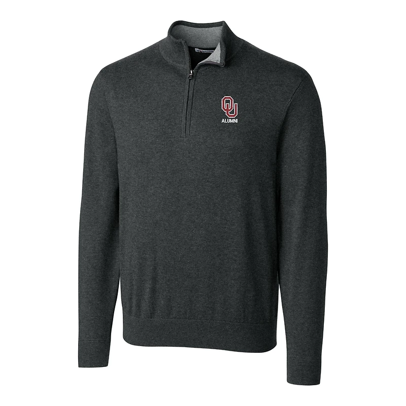 Pull-over zippé Lakemont Tri-Blend pour homme, couleur charbon chiné, avec logo des anciens élèves Sooners de l'Oklahoma, Cutter & Buck