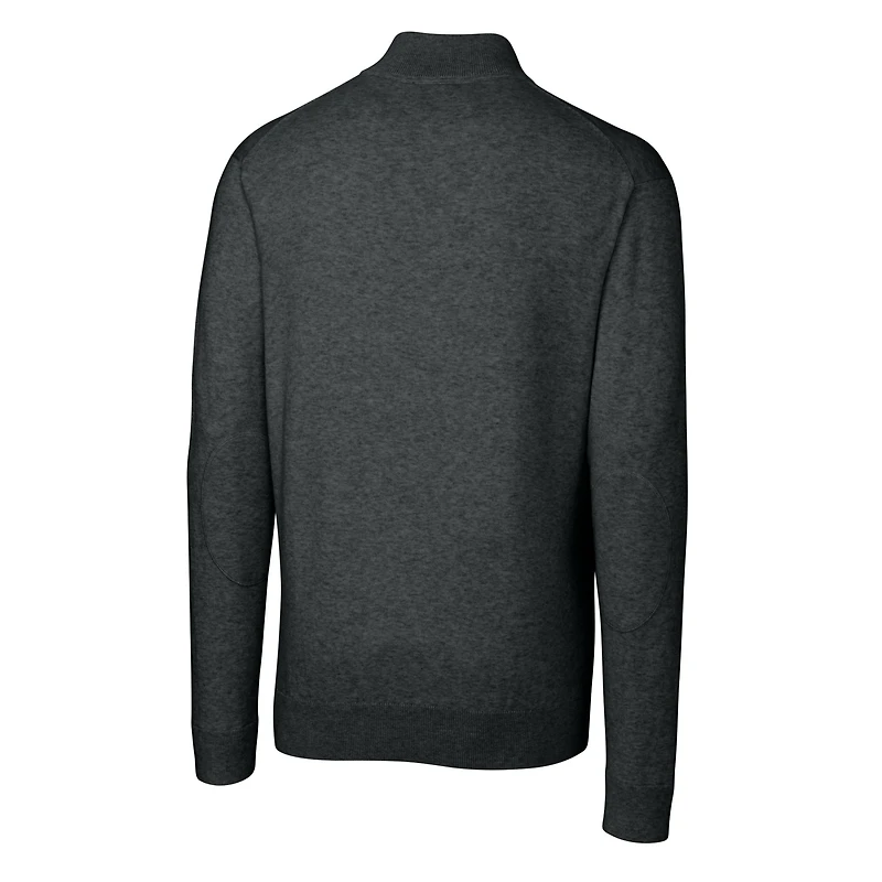 Men's Cutter & Buck  Heather Charcoal Oklahoma Sooners Alumni Logo Lakemont Tri-Blend Quarter-Zip Pullover Sweater