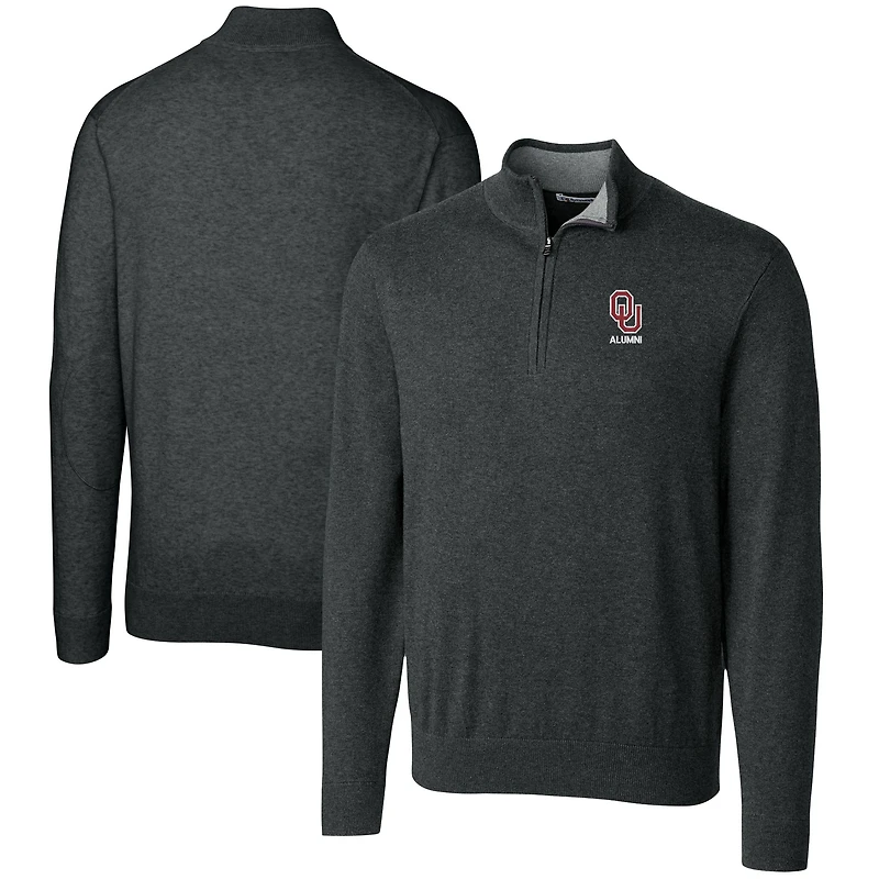 Pull-over zippé Lakemont Tri-Blend pour homme, couleur charbon chiné, avec logo des anciens élèves Sooners de l'Oklahoma, Cutter & Buck