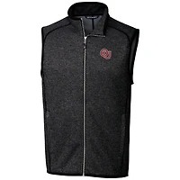 Men's Cutter & Buck Heather Charcoal Oklahoma Sooners Big Tall Mainsail Sweater-Knit Full-Zip Vest