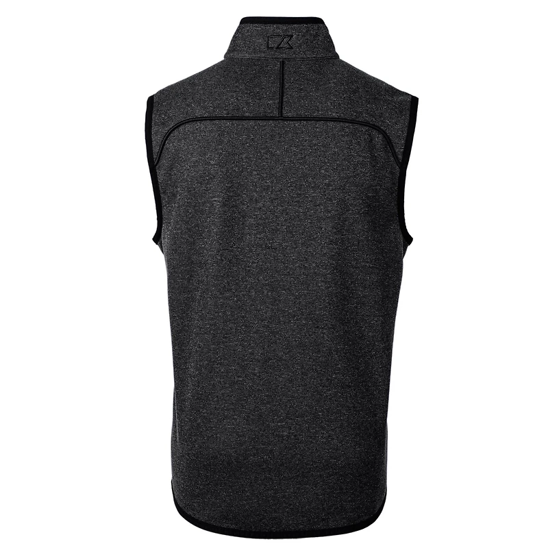 Men's Cutter & Buck Heather Charcoal Oklahoma Sooners Big Tall Mainsail Sweater-Knit Full-Zip Vest