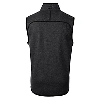 Men's Cutter & Buck Heather Charcoal Oklahoma Sooners Big Tall Mainsail Sweater-Knit Full-Zip Vest