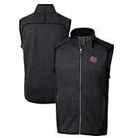 Men's Cutter & Buck Heather Charcoal Oklahoma Sooners Big Tall Mainsail Sweater-Knit Full-Zip Vest