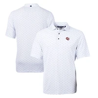 Polo homme blanc Cutter & Buck Oklahoma Sooners Virtue Eco Pique, imprimé carreaux, DryTec recyclé, grandes tailles