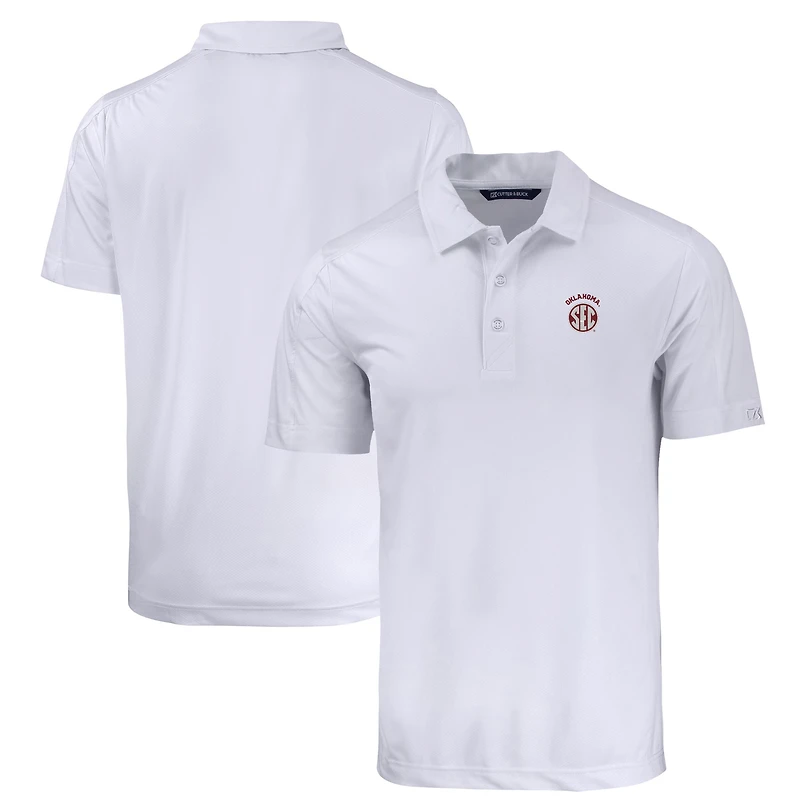 Polo homme Cutter & Buck blanc Oklahoma Sooners SEC Prospect, grande taille, texturé, extensible et recyclé