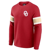 T-shirt Henley à manches longues raglan gaufré pour homme Darius Rucker Collection by Fanatics, couleur cramoisie, des Sooners de l'Oklahoma