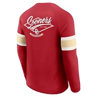 Men's Darius Rucker Collection by Fanatics Crimson Oklahoma Sooners Waffle-Knit Raglan Long Sleeve Henley T-Shirt