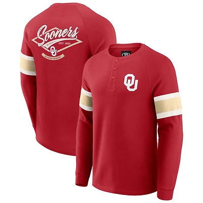 T-shirt Henley à manches longues raglan gaufré pour homme Darius Rucker Collection by Fanatics, couleur cramoisie, des Sooners de l'Oklahoma