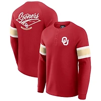 T-shirt Henley à manches longues raglan gaufré pour homme Darius Rucker Collection by Fanatics, couleur cramoisie, des Sooners de l'Oklahoma