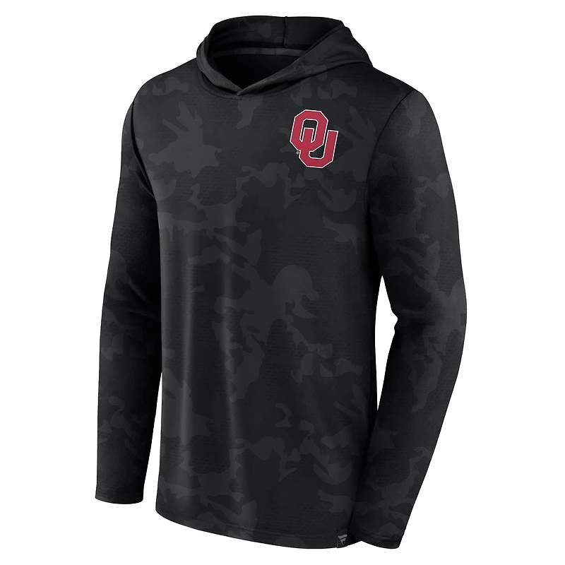 Men's Fanatics Black Oklahoma Sooners Camo Hoodie Long Sleeve T-Shirt