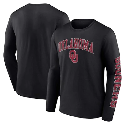 Men's Fanatics White Oklahoma Sooners Distressed Arch Over Logo Long Sleeve T-Shirt