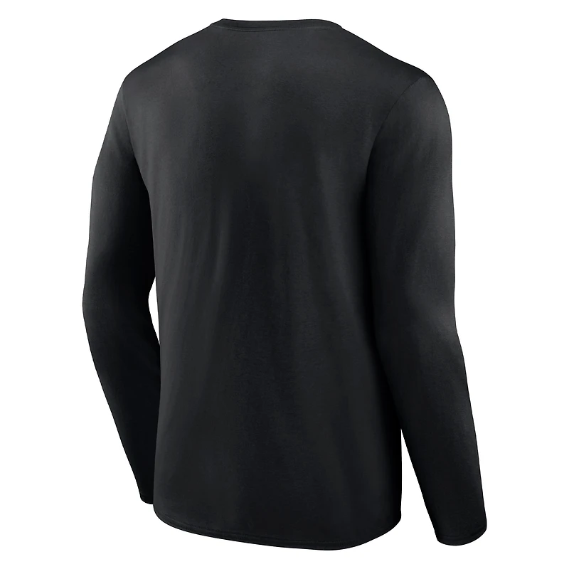 Men's Fanatics Black Oklahoma Sooners Double Time 2-Hit Long Sleeve T-Shirt