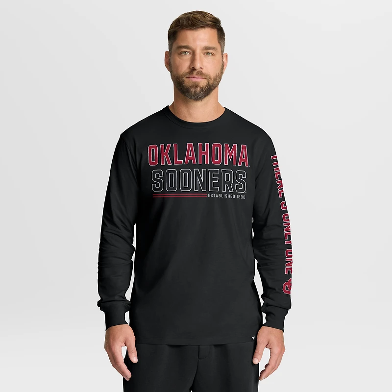 Men's Fanatics Black Oklahoma Sooners Quad Fuel The Fire Long Sleeve T-Shirt