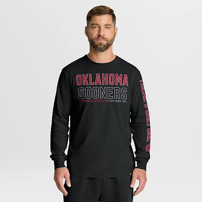 Men's Fanatics Black Oklahoma Sooners Quad Fuel The Fire Long Sleeve T-Shirt