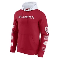 Men's Fanatics  Crimson/White Oklahoma Sooners Color Block Badge Fleece Pullover Hoodie