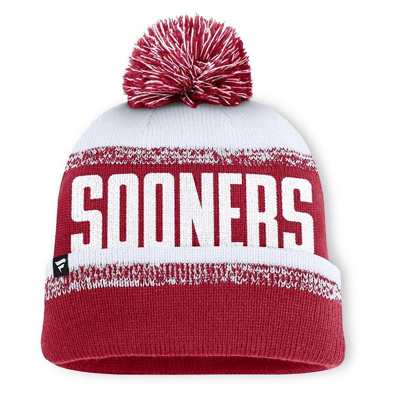 Bonnet en tricot à revers Thrive pour homme Fanatics Crimson/White Oklahoma Sooners avec pompon