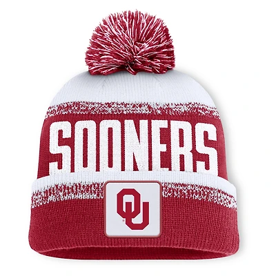 Bonnet en tricot à revers Thrive pour homme Fanatics Crimson/White Oklahoma Sooners avec pompon
