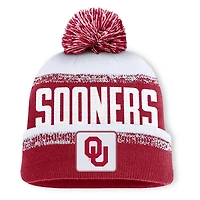 Bonnet en tricot à revers Thrive pour homme Fanatics Crimson/White Oklahoma Sooners avec pompon