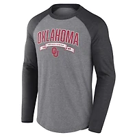 Men's Fanatics Gray Oklahoma Sooners Banner Year Tri-Blend Raglan Long Sleeve T-Shirt