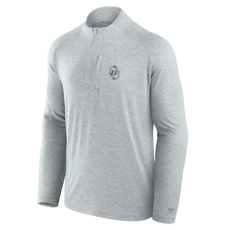 Men's Fanatics Gray Oklahoma Sooners Mock Neck Half-Zip Pullover Jacket