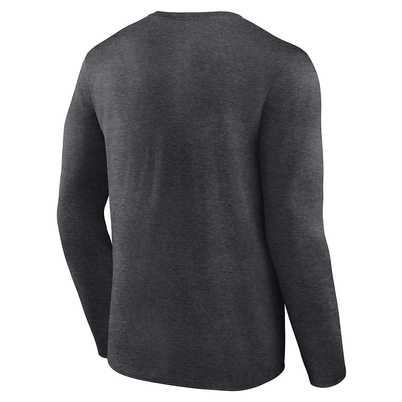 Men's Fanatics Heather Charcoal Oklahoma Sooners Distressed Arch Over Logo Long Sleeve T-Shirt