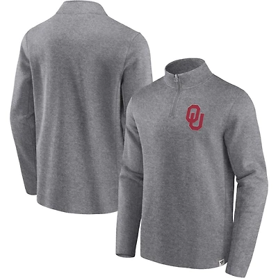 Veste en polaire vintage à quart de zip Oklahoma Sooners Fanatics Heather Grey pour hommes