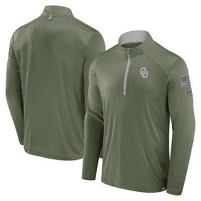 Veste zippée quart de tour OHT Military Appreciation Defender Fanatics Olive pour hommes Oklahoma Sooners
