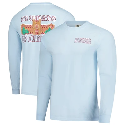 T-shirt à manches longues pour homme Image One Oklahoma Sooners Frosted Dreams Comfort Colors, bleu clair