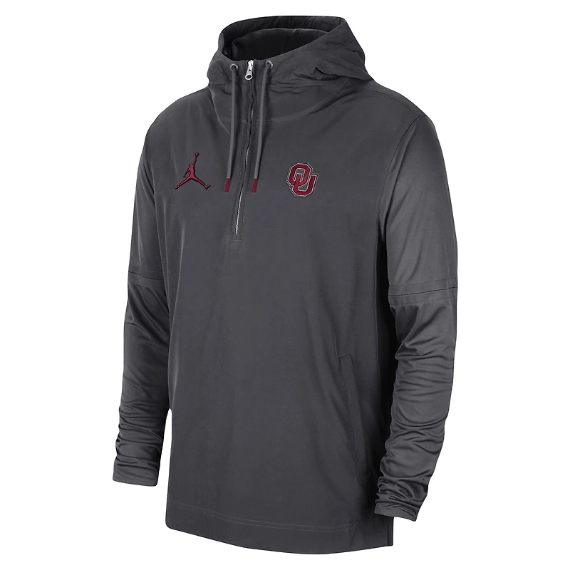 Men's Jordan Brand Anthracite Oklahoma Sooners Player Half-Zip Jacket