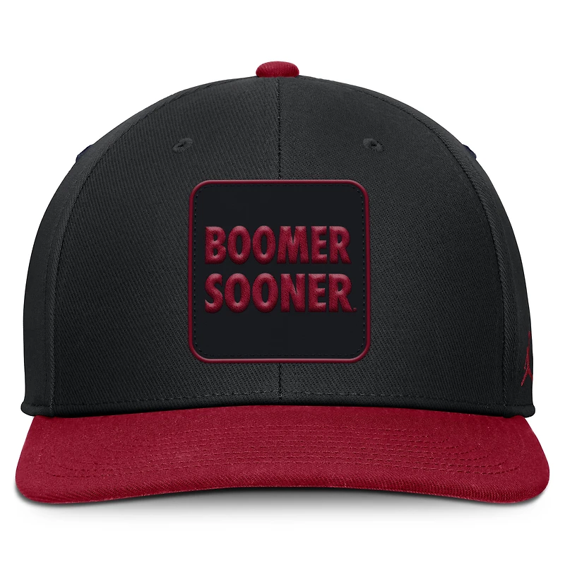 Men's Jordan Brand Black/Crimson Oklahoma Sooners 2025 Sideline Campus Pro Local Snapback Hat