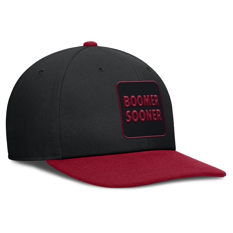 Men's Jordan Brand Black/Crimson Oklahoma Sooners 2025 Sideline Campus Pro Local Snapback Hat