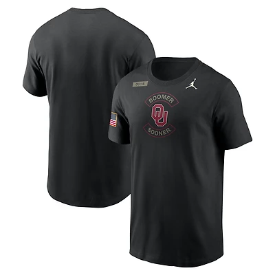 T-shirt Jordan Brand Dri-FIT noir pour homme, Oklahoma Sooners 2025, appréciation militaire