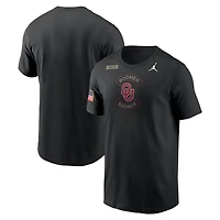 T-shirt Jordan Brand Dri-FIT noir pour homme, Oklahoma Sooners 2025, appréciation militaire