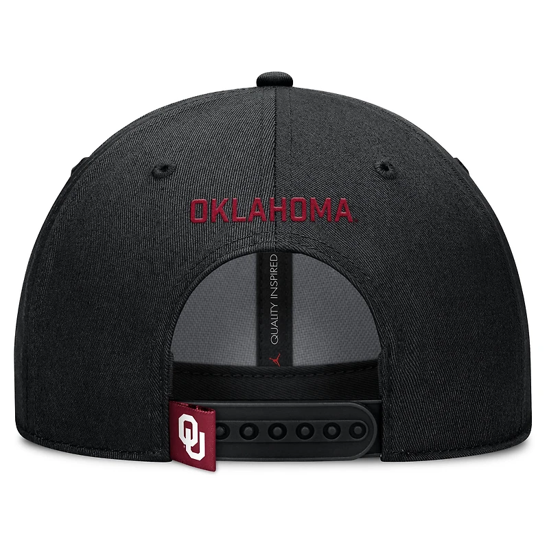 Men's Jordan Brand Black Oklahoma Sooners 2025 On-Field Rise Performance Adjustable Hat